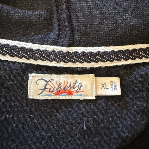 Faherty Legend Heathered Hoodie in Black Twill, Size XL - Picture 4 of 9